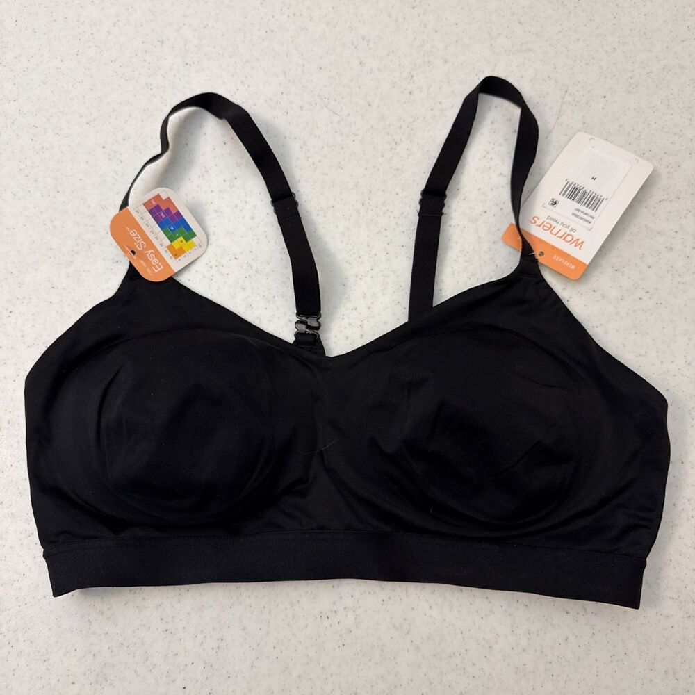 Warners Womens Cloud 9 Super Soft Wireless Lift Comfort Bra Black Size M